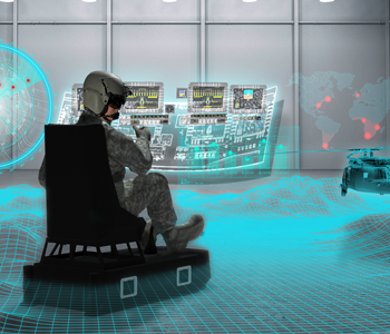 soldier participating in a mixed reality simulation training